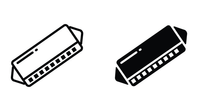 Black and white harmonica icon illustration
