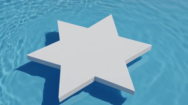 White Star Floating on Blue Water.