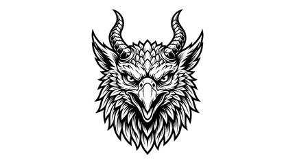 Obraz premium Griffin Head Logo Black and White Vector Art Illustration