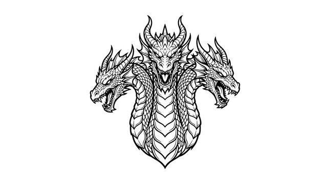 Hydra Dragon Head Vector Illustration for Logo Design