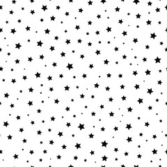 Obraz premium Seamless pattern of scattered black stars simple minimalist vector illustration for backgrounds and graphic design isolated on white Vector illustration
