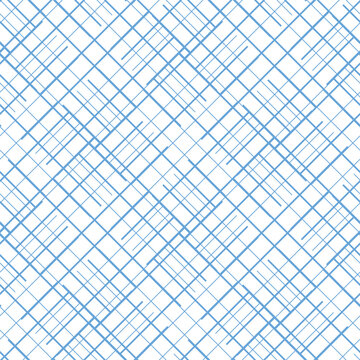 Abstract blue and white geometric pattern hand-drawn intersecting lines creating a textured background for design and textile prints Vector illustration