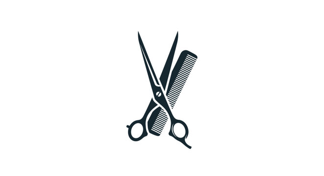 Styling Tools Icon A Pair of Scissors and a Comb Representing Hairdressing and Barber Services
