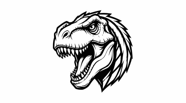 T rex Head Vector Graphic of a Roaring Dinosaur