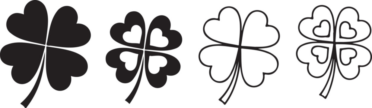 Four leaf clover icons set