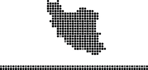Obraz premium Iran map outline formed by black circles and squares