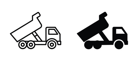 Dump truck icon set vector illustration representing construction mining transport and heavy machinery equipment in modern industrial design style © MstMaya