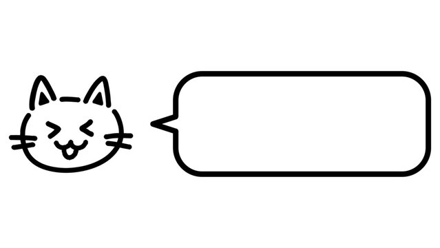 角丸の吹き出しと白猫のイラスト