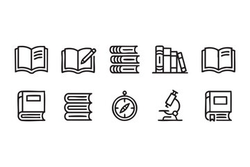 Obraz premium Book Outline Icon Collection For School And Study Projects