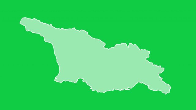 Georgia map glow trace outline animation green background