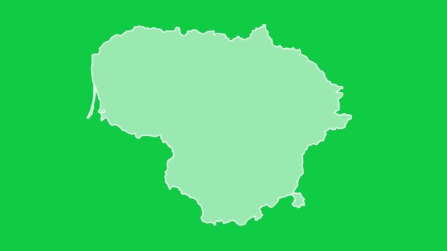 Lithuania map glow trace outline animation green background