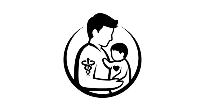 Father holding baby with heart.
