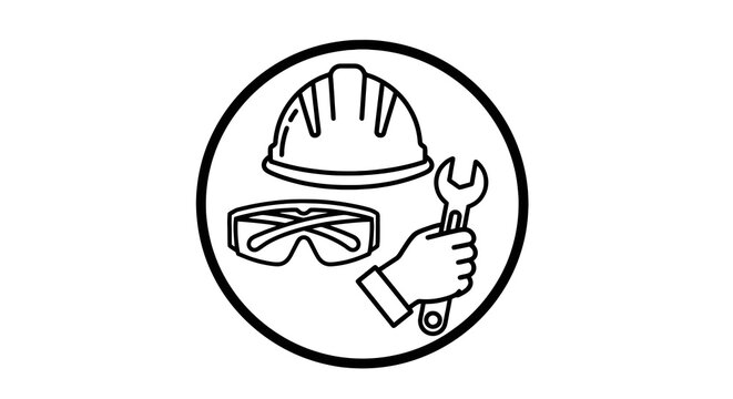 Construction worker safety gear icon.