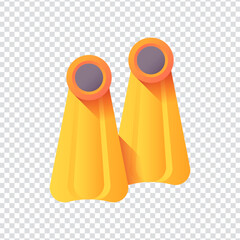 Flippers Diving Snorkeling Swim Fins Underwater Water Sport Icon Set © Creativa Graphics 