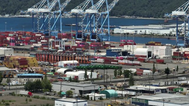 Port of Tacoma Industrial and Shipping Washington State Drone Aerial Footage