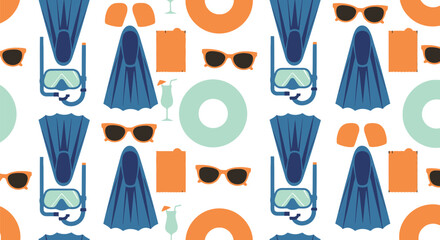 Summer beach accessories seamless pattern vector clipart for swim and vacation design © azad