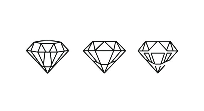 Geometric diamond gemstone icons on white background