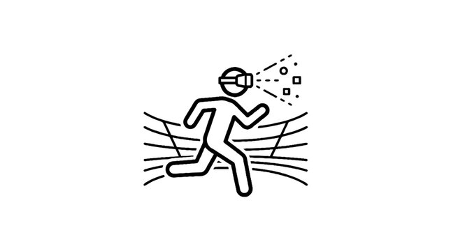 Virtual reality fitness and running workout simulation icon