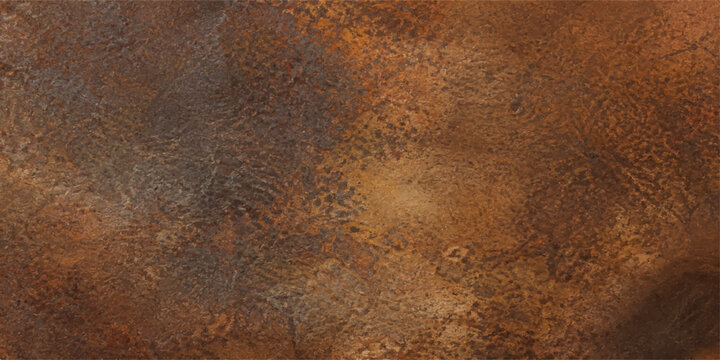 Rough and Aged Brown Leather Texture with Vintage Grunge Pattern Resembling Rusty Metallic Iron Wall Background Vector Illustration