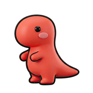 Cute Orange Dinosaur 3D Render