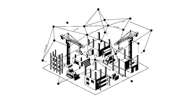 Architectural digital twin blueprint of a modern building