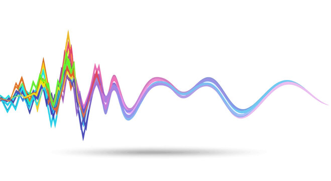 Colorful waveform, sound wave, audio signal, equalizer, vector graphic