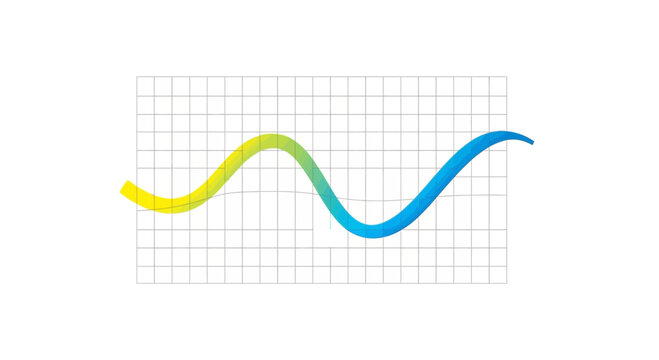 Multicolor wave graph, business data visualization, colorful line chart, vector graph