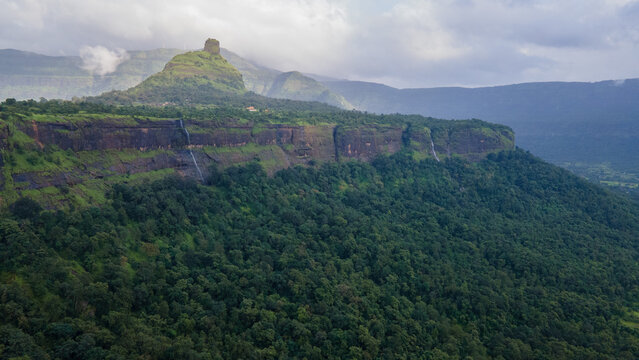Duke&rsquo;s Nose Aerial Landscape in monsoon 
