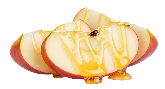Juicy Red Apple Slices Drizzled with Honey.