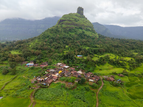 Duke&rsquo;s Nose Khandala Hills,
drone shot of Duke&rsquo;s Nose Cliff Maharashtra