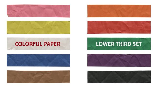 Paper reveal lower third set on white background