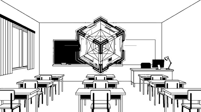 Virtual reality education concept in a digital classroom
