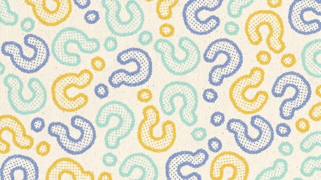 Hand drawn Question Mark Pattern Background Loop