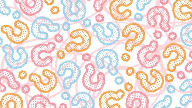 Hand drawn Question Mark Pattern Background Loop