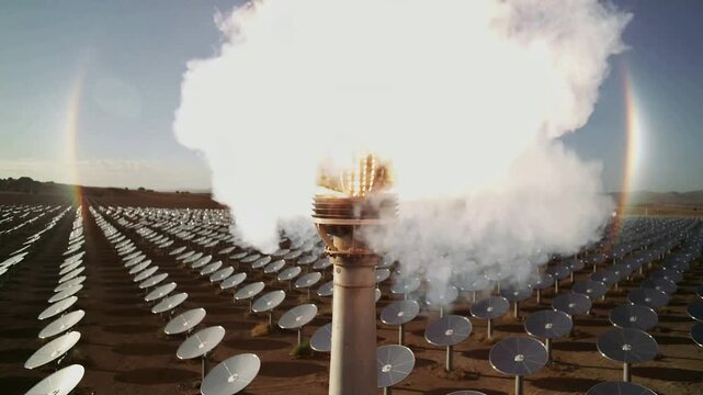 Concentrated Solar Power Tower Ignites Intense Flame