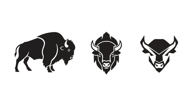 Stylized bison head silhouette halftone pattern border