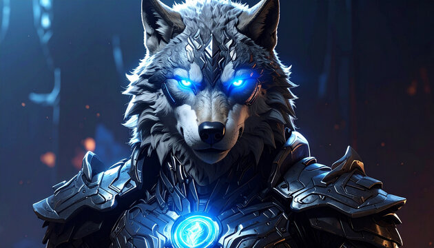 Fantasy wolf warrior portrait