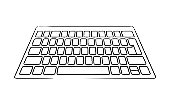 Computer keyboard line art from isometric view