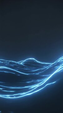 Abstract futuristic blue neon waves flowing in dark space