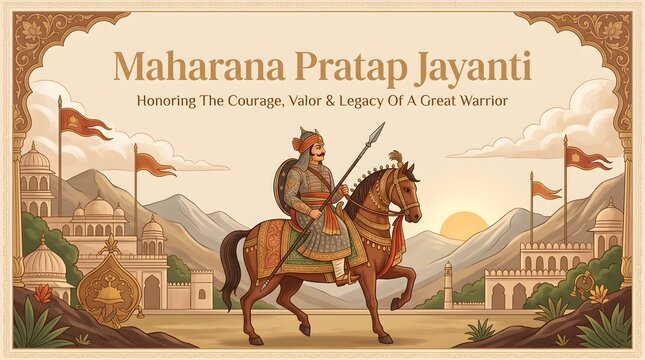 Maharana pratap jayanti honoring a brave indian warrior king on horseback