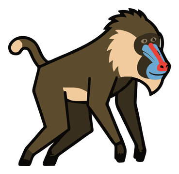 Mandrill Baboon Jumping Isometric Vector Clipart. Generative AI