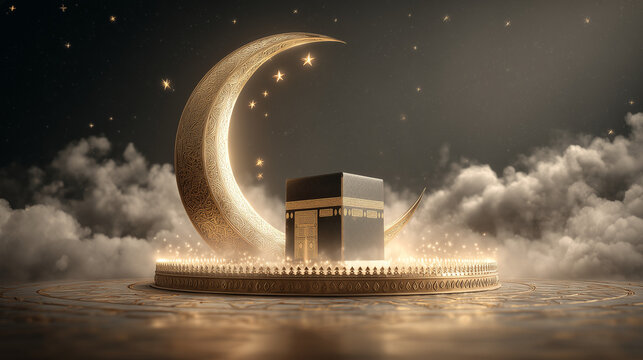 Holy Kaaba Under Golden Light with Zamzam Bottles
Traditional Hajj Welcome with Dates and Prayer
Elegant Islamic Scene Featuring Kaaba and Dates
Mecca Pilgrimage Inspiration with Zam Zam Water