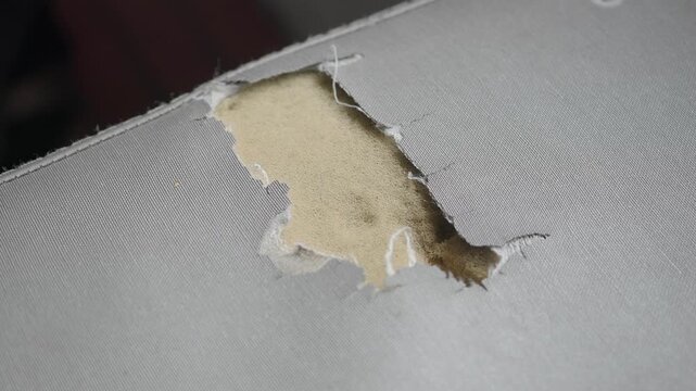 Repairing a fabric tear at home with simple tools