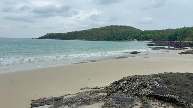 Beautiful white beach and sea view landscape , in Koh samed Thailand , Video