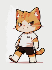 Obraz premium Cool Walking Anthropomorphic Orange Tabby Cat Character
