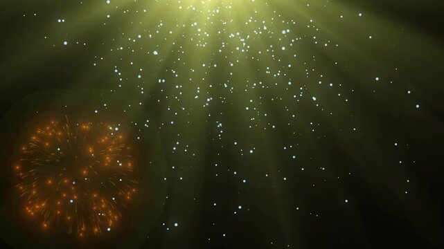 Colorful fireworks exploding in night sky with vibrant reflections on water surface