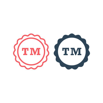 TM, trade mark signage icons set flat vector template design trendy