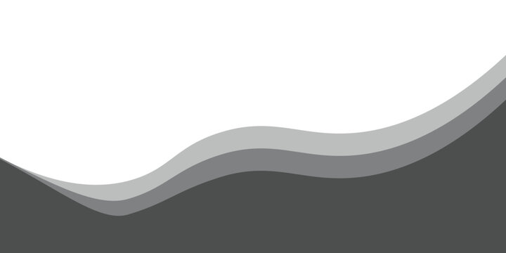 Minimalist black and gray wave vector design with smooth flowing curves at the bottom, transitioning into a clean white background. Ideal for banners, footers, or modern layouts.