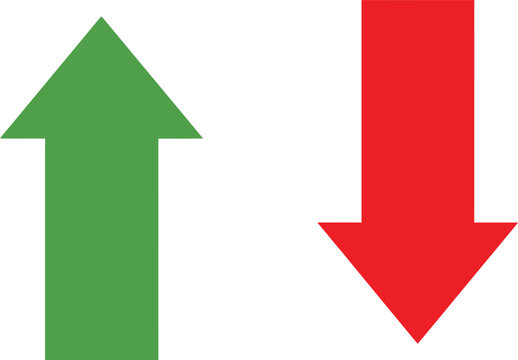 Green arrow pointing up and red arrow pointing down icons Vector