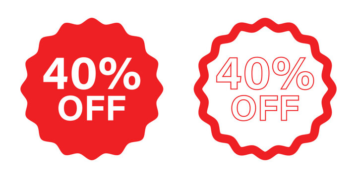 Red Discount Badge Sticker Vector Sale Promotion Design